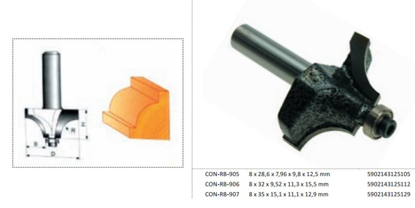 Poza cu CONDOR Freza pentru lemn Fi=28,6 12,5 x 9,8 x 7,96mm , 8mm , (CON-ARB-2905)