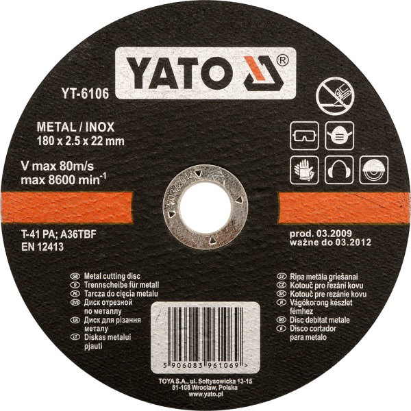 Poza cu YATO Disc debitare metal INOX 125x1,2x22mm 6103 (YT-6103)