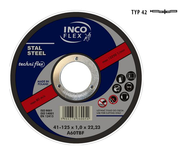 Poza cu INCOFLEX Disc debitare metal 115 x 3,2mm WYGIĘTA (M42-115-3.2-22A30R)