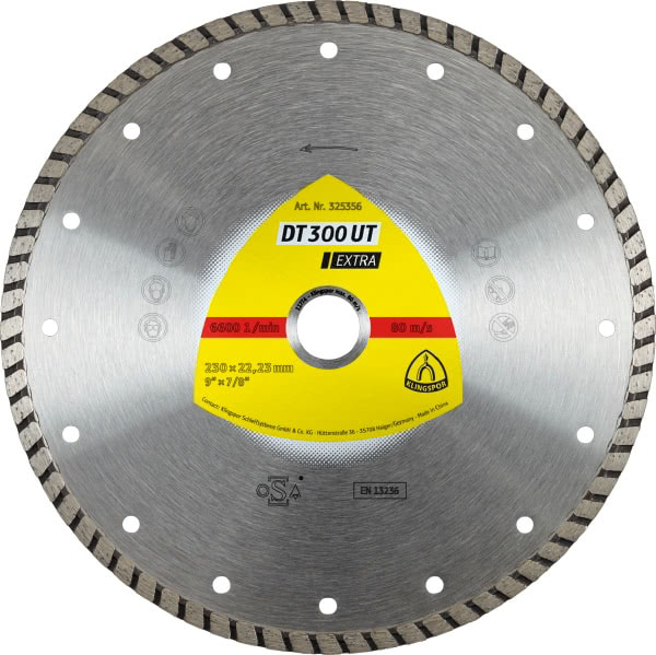 Poza cu KLINGSPOR Disc diamantat TURBO 230mm x 2,5mm x 22,2mm EXTRA DT300UT, (325356)