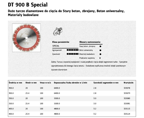 Poza cu KLINGSPOR Disc diamantat segmentat 350mm x 3,0mm x 25,4mm DT900B (325081)