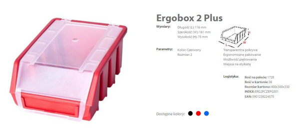 Poza cu ERGOBOX PLUS 2 RED, 118 x 161 x 75mm (ERG2PCZEPG001)