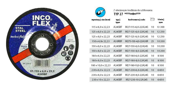 Poza cu INCOFLEX Disc slefuit metal INCOFLEX 125*6,8 (M273-125-6,8-22CR24)