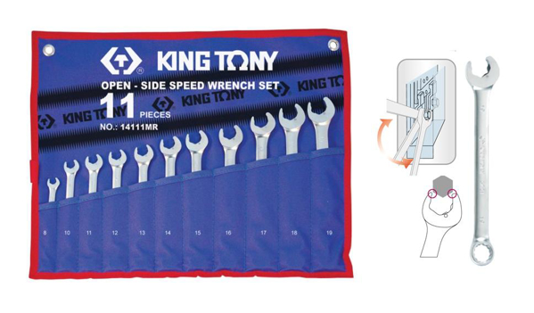 Poza cu KING TONY Cheie combinata cu clichet SET 8-19mm /11 Buc. (14111MR)