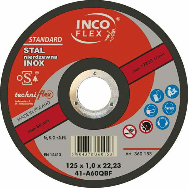 Poza cu INCOFLEX Disc debitare metal INOX INCOFLEX 125*1,0 (M411-125-1.0-22B60Q)