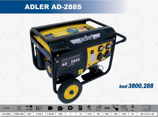 Poza cu ADLER Generator 2,8KW / AD-288S (3800.288)
