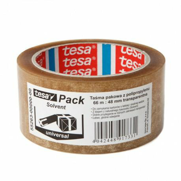 Poza cu TESA Packaging tape SOLVENT 66m: 48mm, transparent (55263-00000-00)