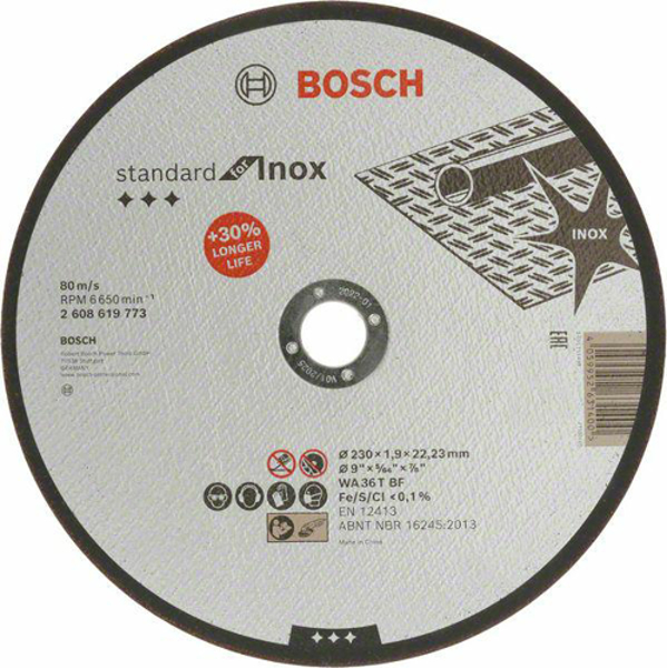 Poza cu BOSCH Disc debitare metal 230mm x 1,9mm x 22mm STANDARD FOR INOX (2608619773)